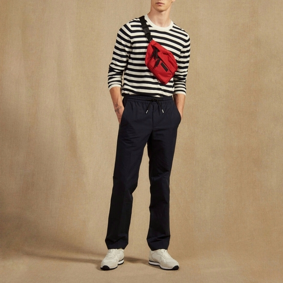 NWT Sandro Smart Cotton Linen Trousers Size US 34 EU 42 Navy Blue - Picture 1 of 15